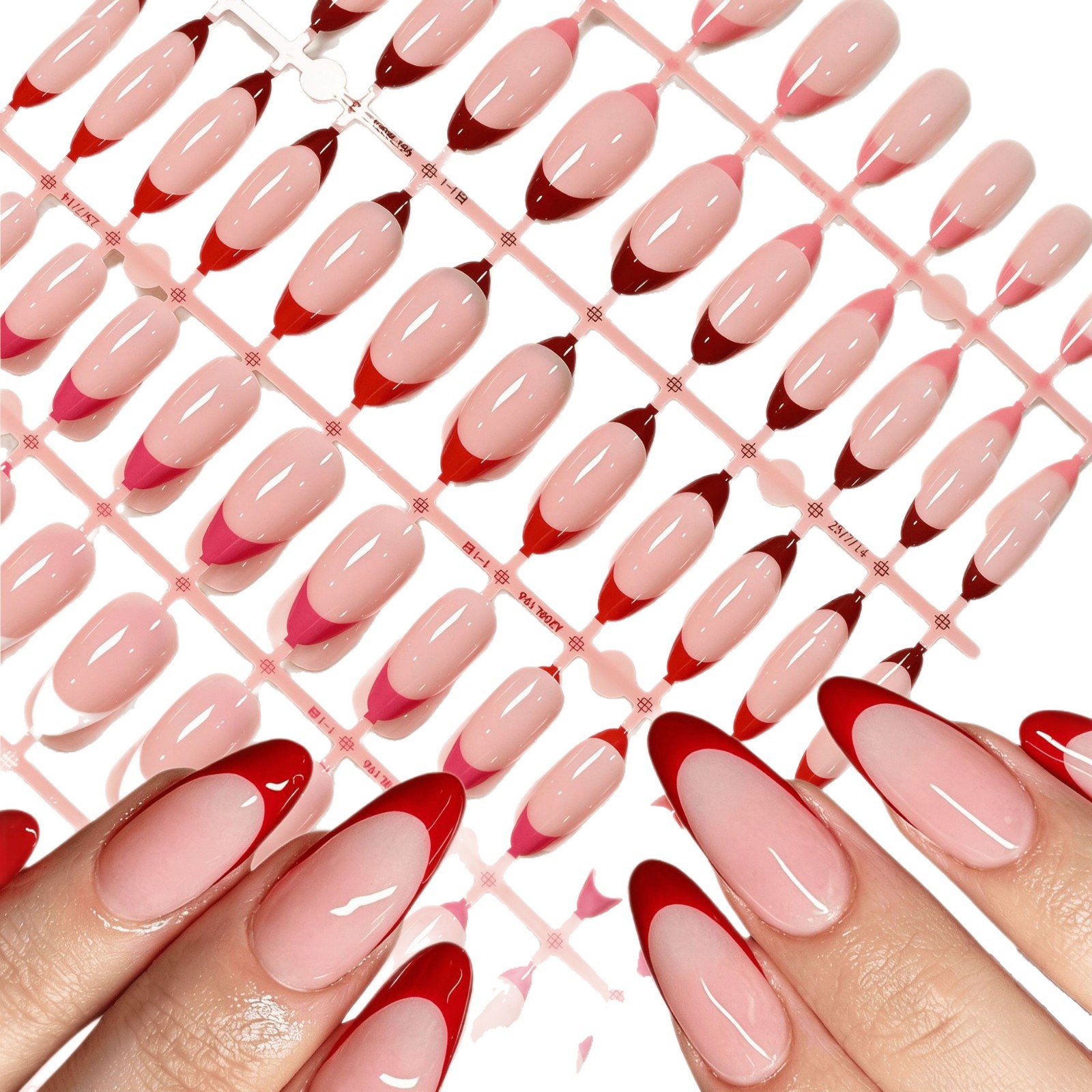 144/120Pcs Colorful French Tip Press On Nails Pink Short Square Fake Nail Red Black Green Purple Blue Purple Edges False Fingert