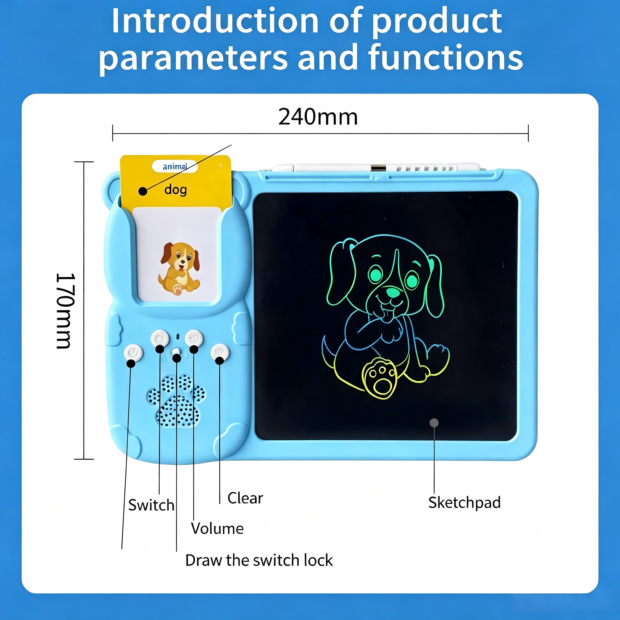 Talking Flash Cards Early Educational Toys 3+years 510 words Rechargeable,2 in 1 Toddler Educational Drawing Board Toy