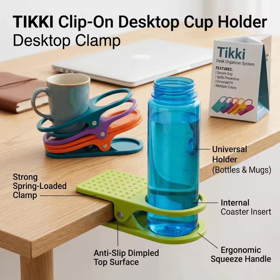 Portable Drinking Cup Holder Desk Table Side Bottle Clip Clamp For Offices Cup Coffee Drink Holder