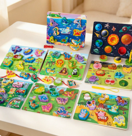 Children's 3D Puzzle Animal Transportation Sea Animal Fruits Early Education Fun DIY Paste Puzzle Toys for Kids Gifts