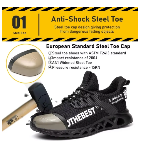 Safety Shoes Men For Work Sneakers Women Men Steel Toe Work Shoes Security Protective Shoes Lightweight Anti-Smash Anti-Puncture