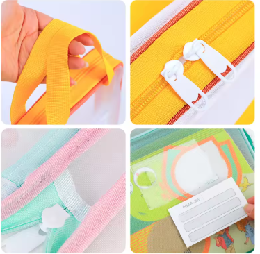 Transparent Vertical Tote Bag Large Capacity Exam Book Bag Zipper Storage Bag