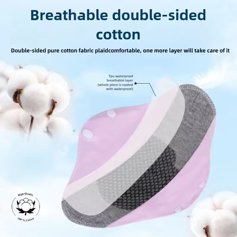 3Pcs Reusable Adult Diaper Incontinence Pads Menstrual Cloth Non-slip Soft Pads Washable Panty Liners Feminine Hygiene Pad