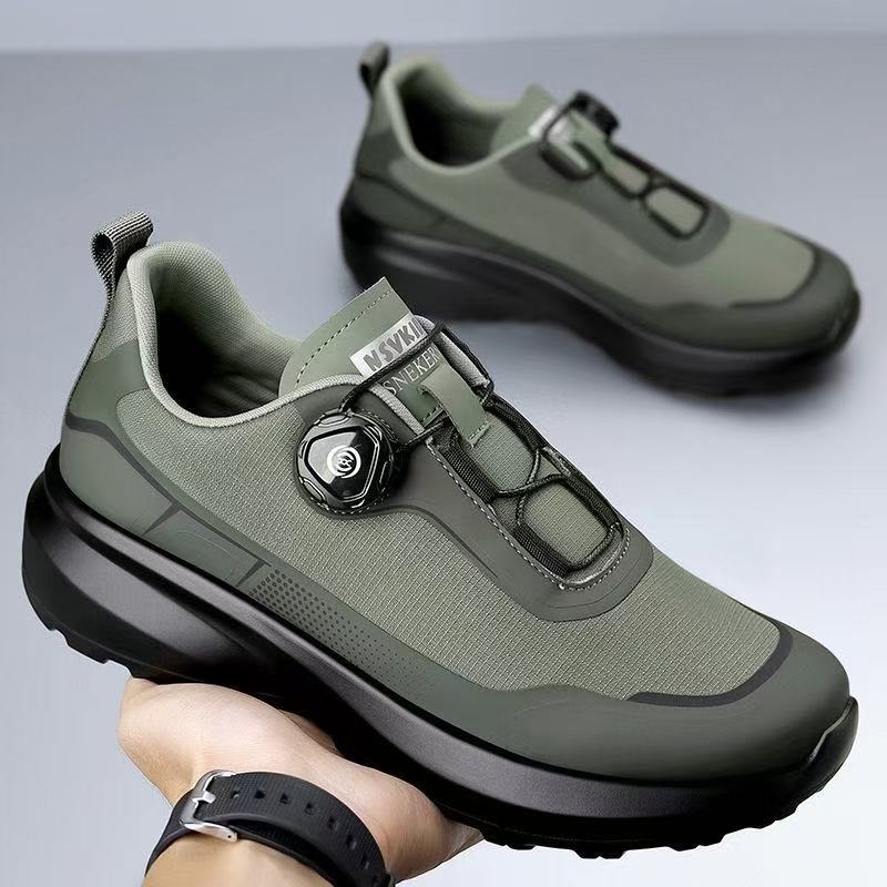 Men's Shoes Autumn Warm and Waterproof Knob Outdoor Hiking and Running Shoes Soft Soled Commuting Work Shoes
