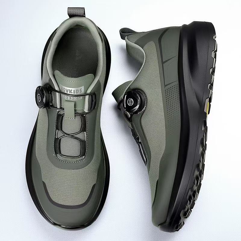 Men's Shoes Autumn Warm and Waterproof Knob Outdoor Hiking and Running Shoes Soft Soled Commuting Work Shoes
