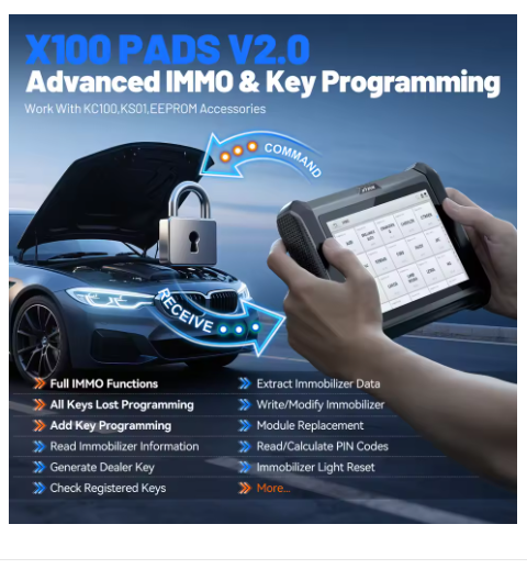 XTOOL X100 PADS V2.0 Key Programmer Automotive Scanner IMMO Read Write Chip All Key Lost OBD2 Diagnostic Tool With CANFD DOIP