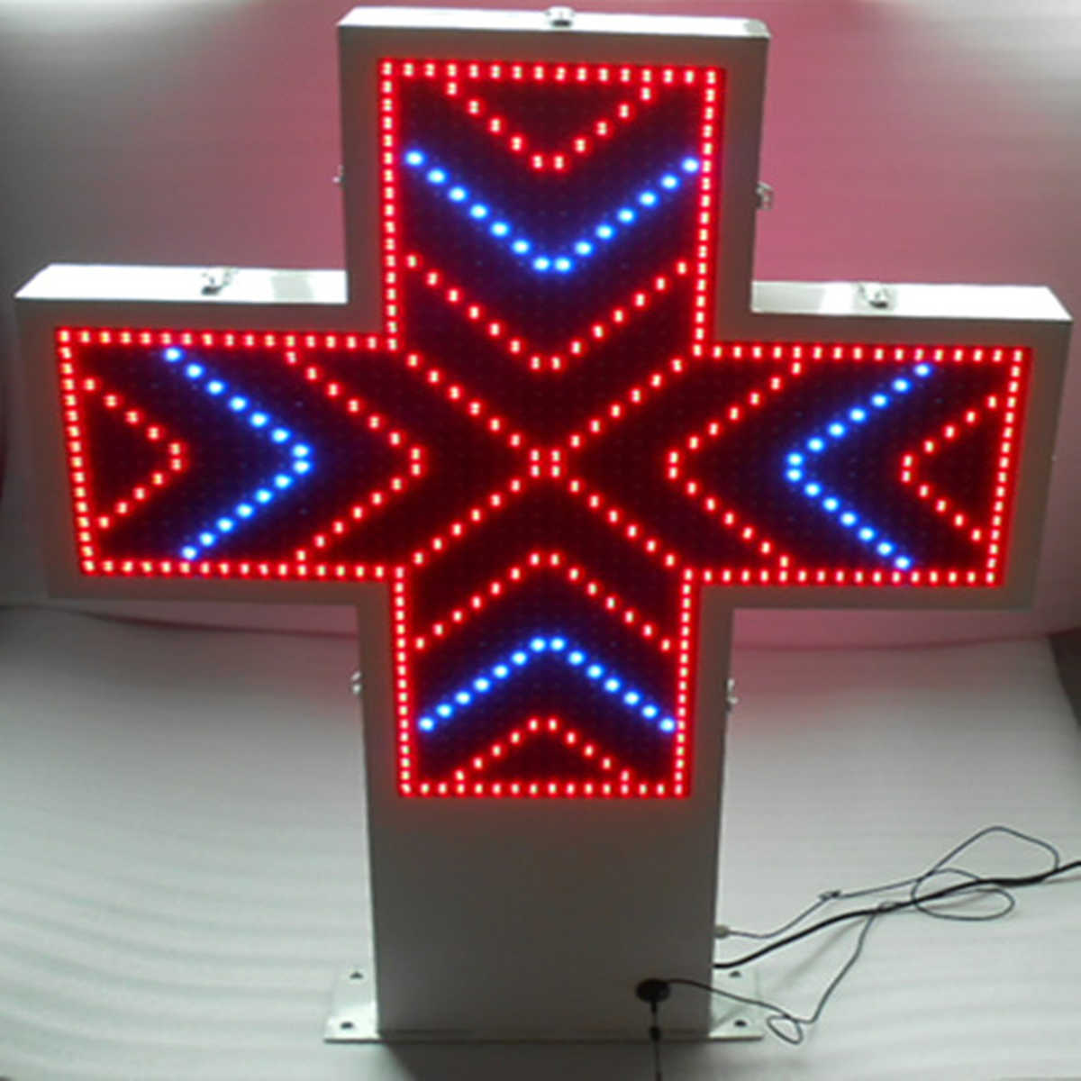 Full Cross Farmacia Shop Decoration Outdoor LED Display Screen, Program LED Pharmacy Cross Sign Player