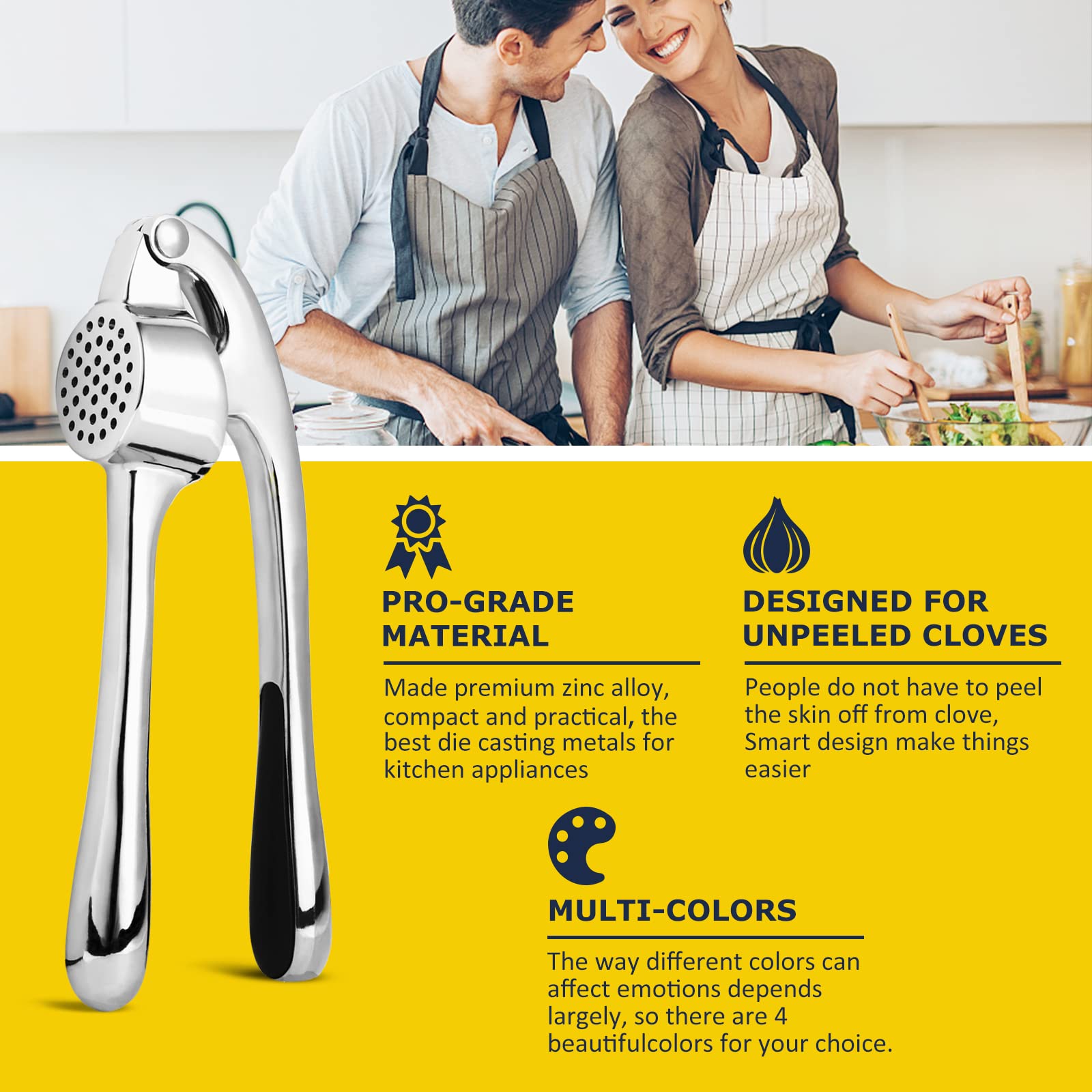 Premium Garlic Press Professional Garlic Mincer Easy to Squeeze and Clean Rust Proof & Dishwasher Safe Efficient Ginger Crusher
