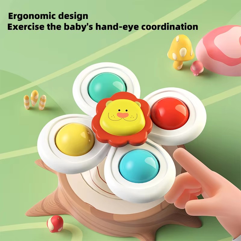 3PCS Suction Cup Spinner Toy Baby Bath Funny Game Educational Toys For Children Girls Boys Infant Sensory Stress Reliever Gifts