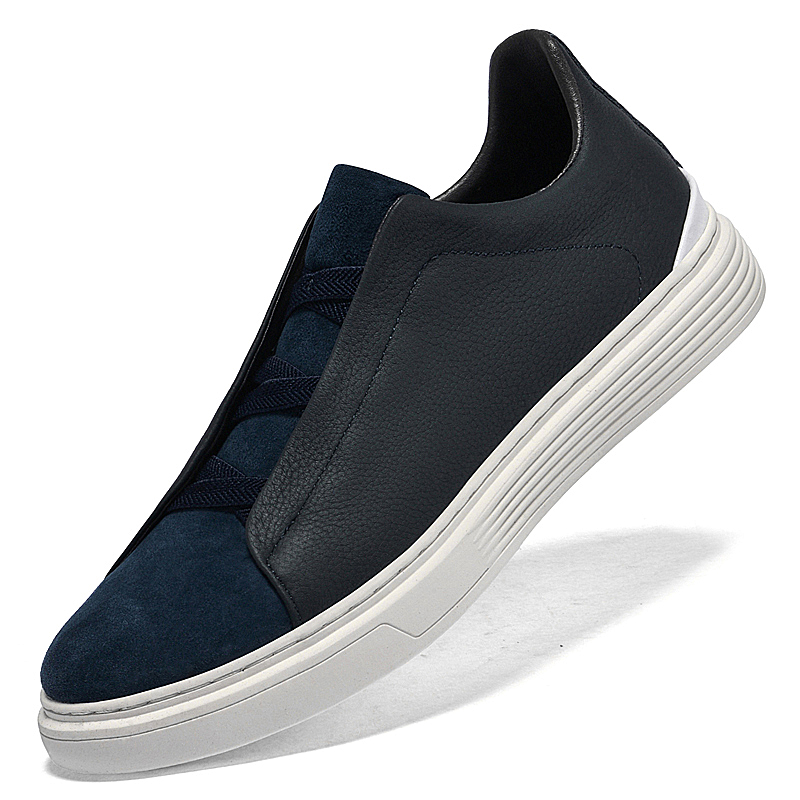 SocNoDn Men's Leather Sneakers 2026 Spring Autumn Casual Shoes Male Trend Board Shoes Low Top Handmade Footwear Comfortable