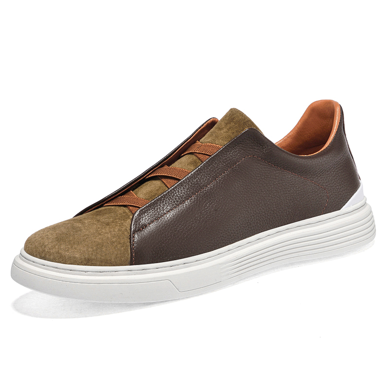 SocNoDn Men's Leather Sneakers 2026 Spring Autumn Casual Shoes Male Trend Board Shoes Low Top Handmade Footwear Comfortable