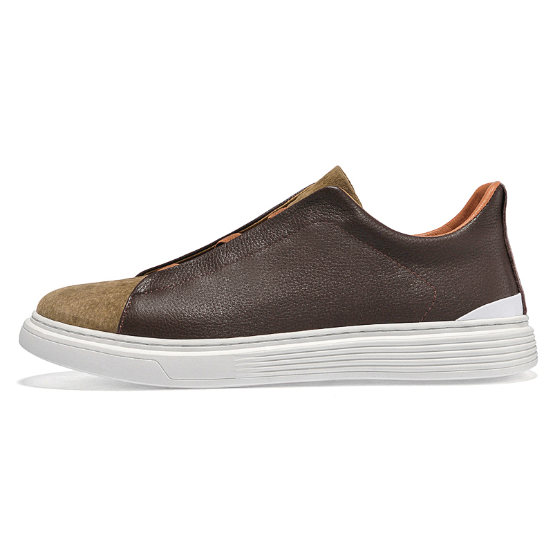 SocNoDn Men's Leather Sneakers 2026 Spring Autumn Casual Shoes Male Trend Board Shoes Low Top Handmade Footwear Comfortable
