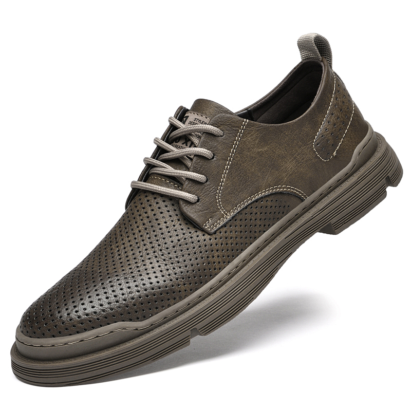 SocNoDn Men's Dress Shoes 2026 Spring Autumn Casual Leather Shoes Male Retro Business Footwear Walking Shoes Comfortable