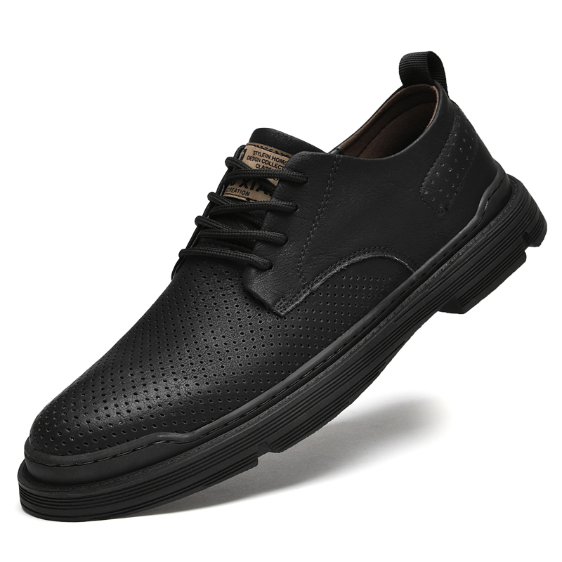 SocNoDn Men's Dress Shoes 2026 Spring Autumn Casual Leather Shoes Male Retro Business Footwear Walking Shoes Comfortable