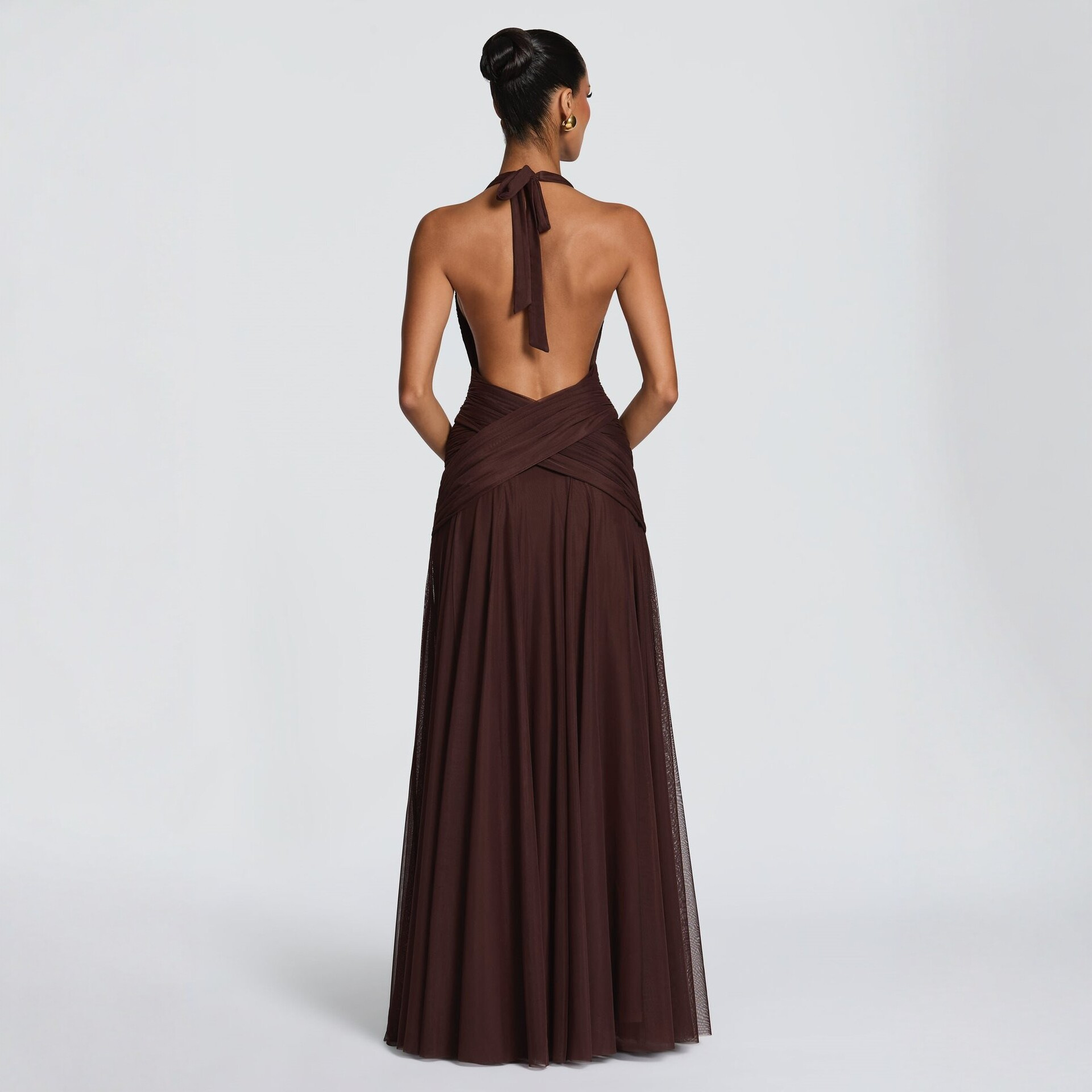 Free delivery of high-quality 2026 new summer women's clothing hot selling hanging neck deep V chiffon mesh long skirt