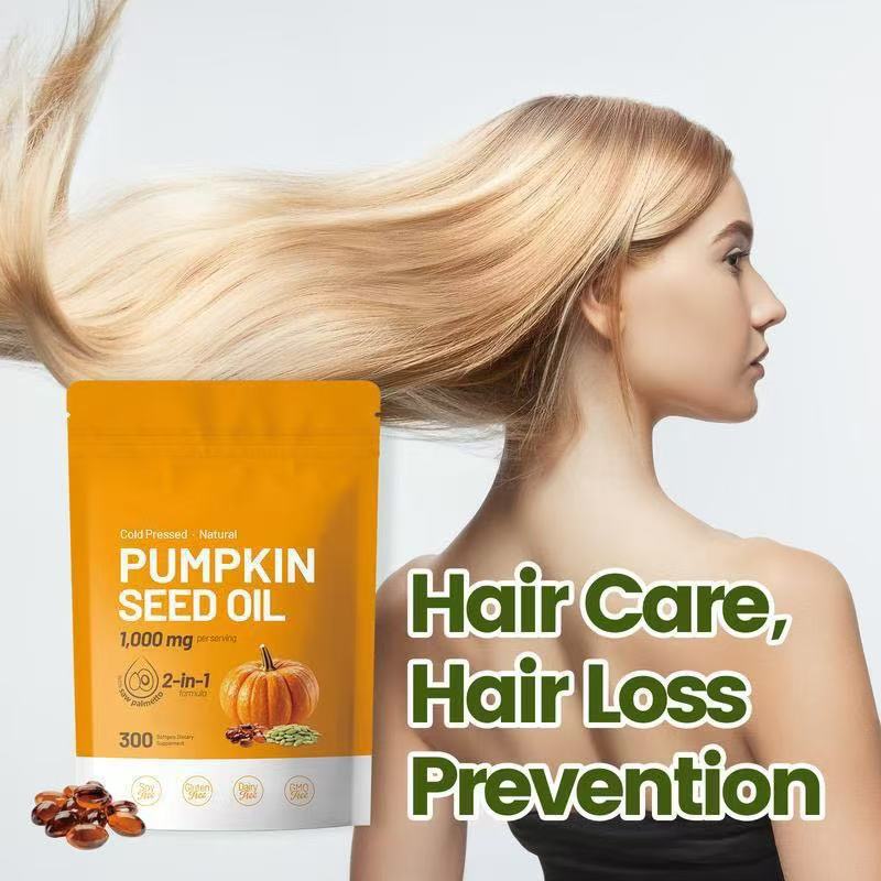 Pumpkin Seed Oil Capsules Cold Pressed Pure Virgin Oil Essential Fatty Acids Phytosterols 300 SoftgelsSupports Hair Non GMO