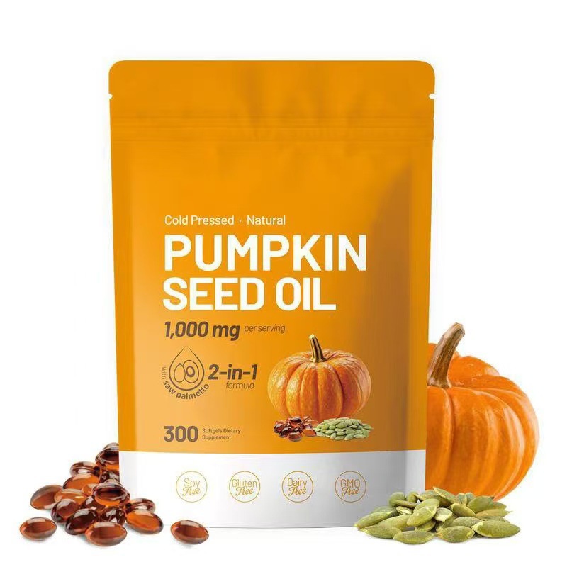 Pumpkin Seed Oil Capsules Cold Pressed Pure Virgin Oil Essential Fatty Acids Phytosterols 300 SoftgelsSupports Hair Non GMO