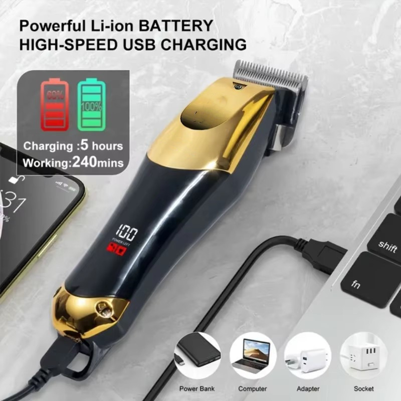 2-in-1 Hair Clippers with Parent and Child Motor Design, High-definition Digital Display, Professional Electric Shaver with Prec