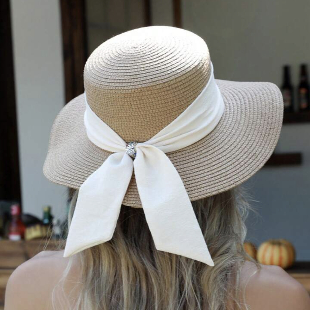 1pc Women Sun Straw Hat Wide Brim Straw Sun Hat Foldable Packable Beach Summer Hat Foldable Roll Up Floppy Beach Hat for Women