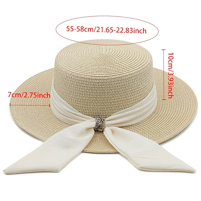 1pc Women Sun Straw Hat Wide Brim Straw Sun Hat Foldable Packable Beach Summer Hat Foldable Roll Up Floppy Beach Hat for Women