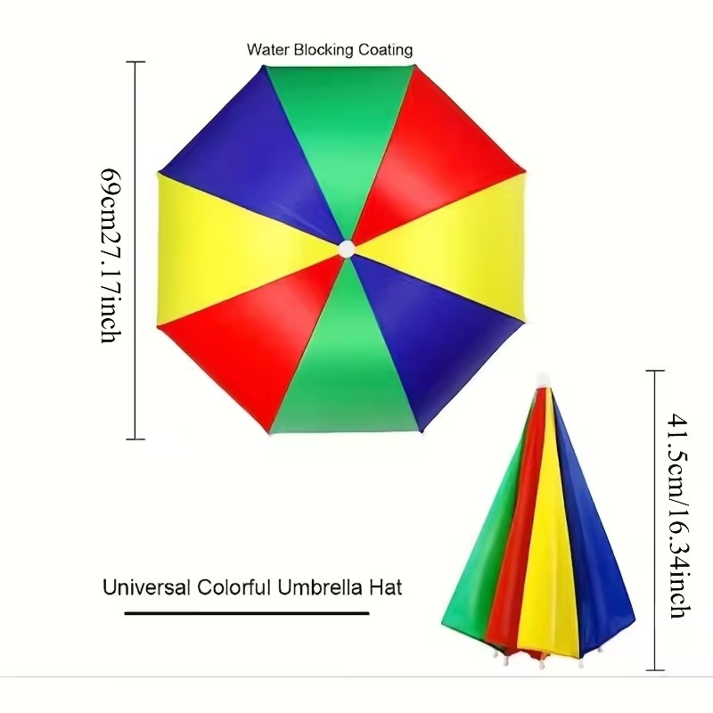 Hands-Free Umbrella Hat for Adults - UV Protection Sun Hat with Adjustable Headband, Waterproof Outdoor Rain & Sun Shade Hat