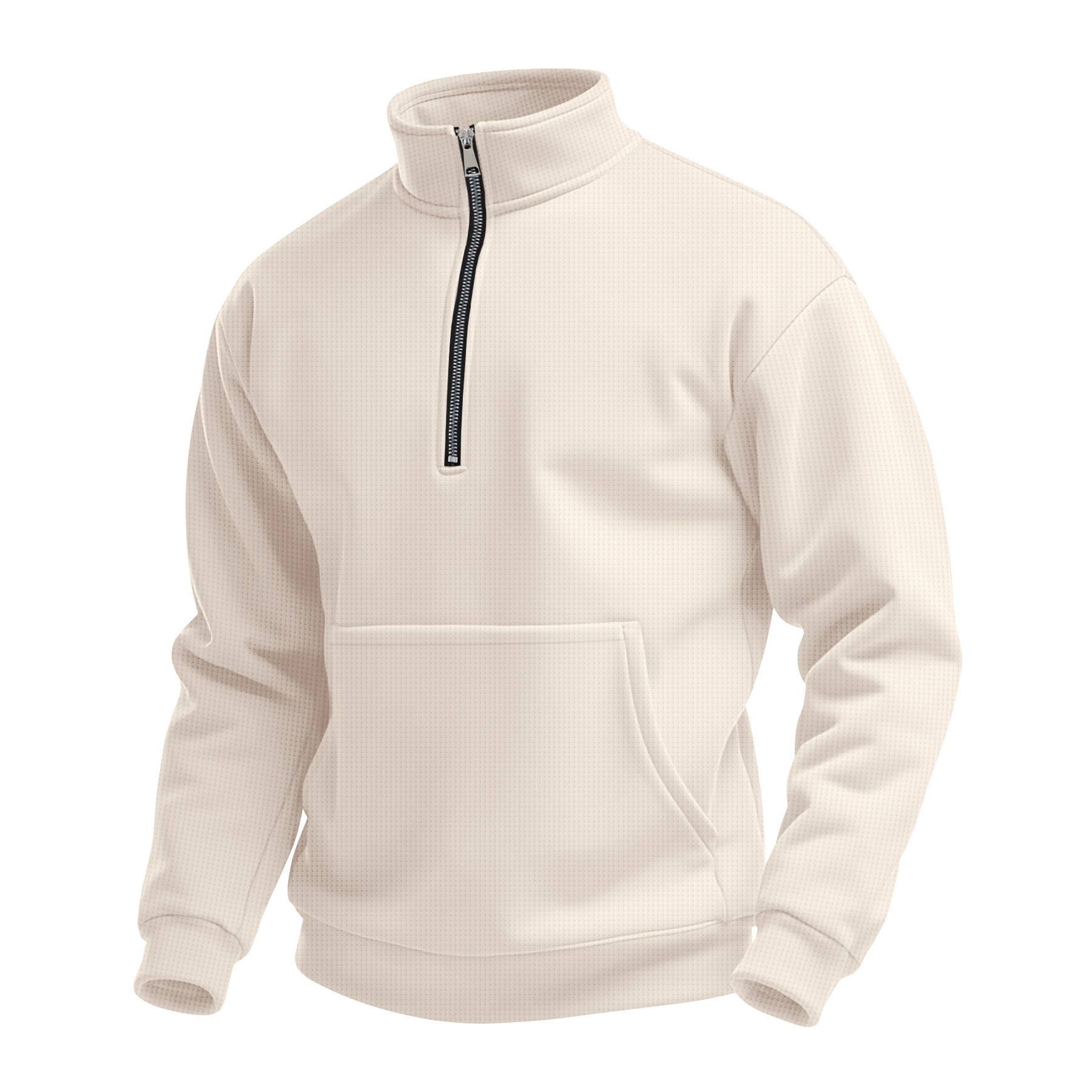 Autumn new men's long-sleeved sweater Waffle zipper turtleneck jacket is suitable for leisure and commuting outdoor sports.