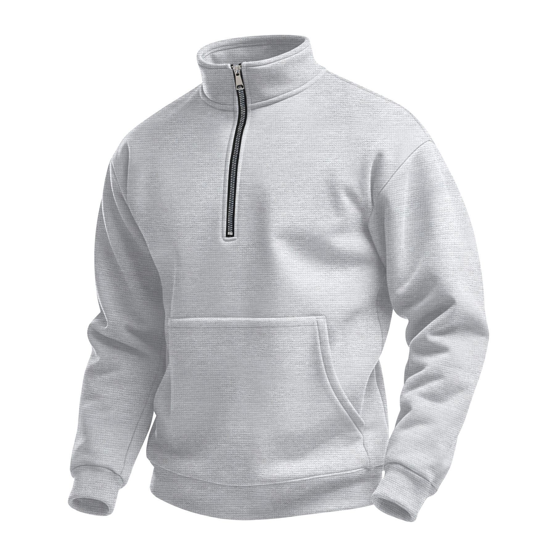 Autumn new men's long-sleeved sweater Waffle zipper turtleneck jacket is suitable for leisure and commuting outdoor sports.