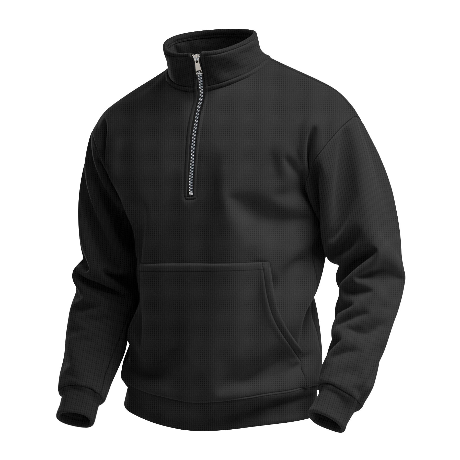 Autumn new men's long-sleeved sweater Waffle zipper turtleneck jacket is suitable for leisure and commuting outdoor sports.