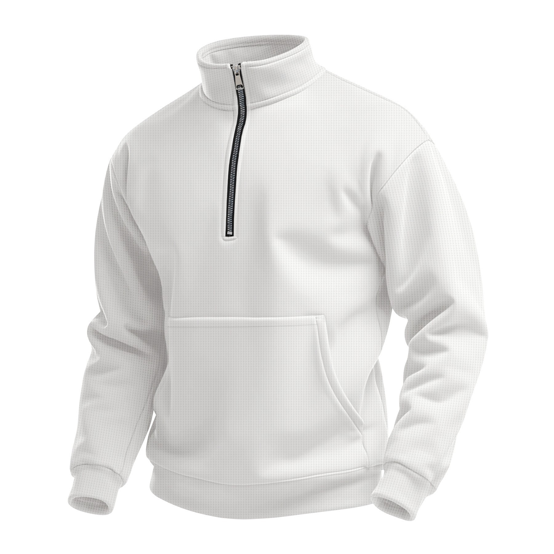 Autumn new men's long-sleeved sweater Waffle zipper turtleneck jacket is suitable for leisure and commuting outdoor sports.