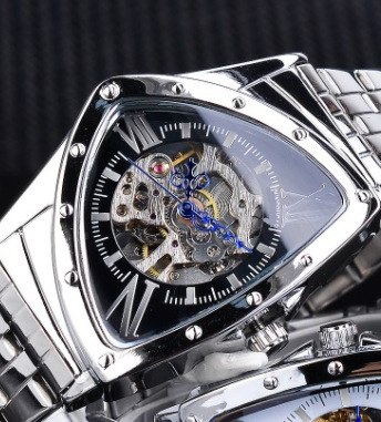 FORSINING men's hollow automatic mechanical watch metal band men's watch is suitable for leisure sports and business wear.