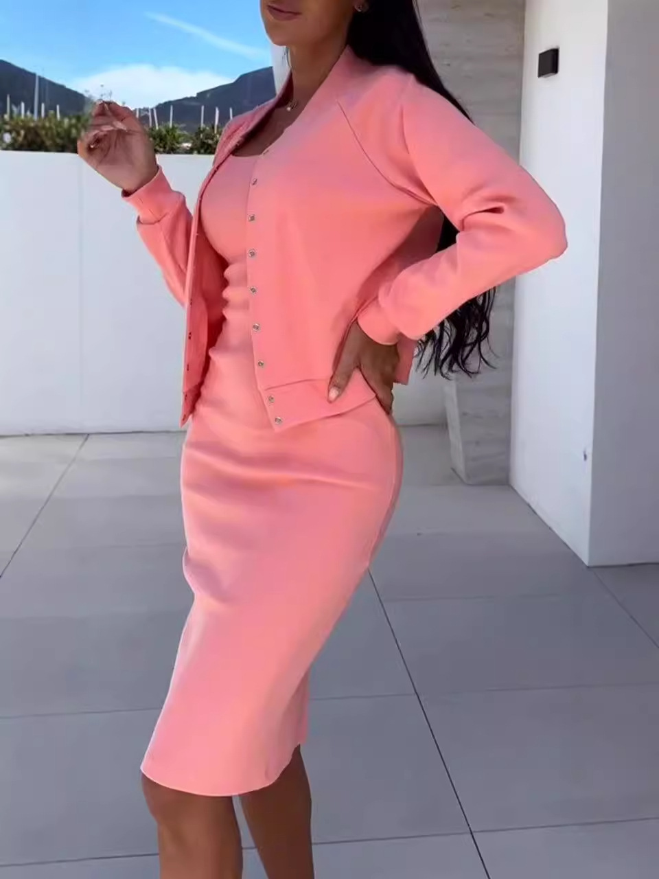 Strap skirt jacket two-piece set for women's clothing