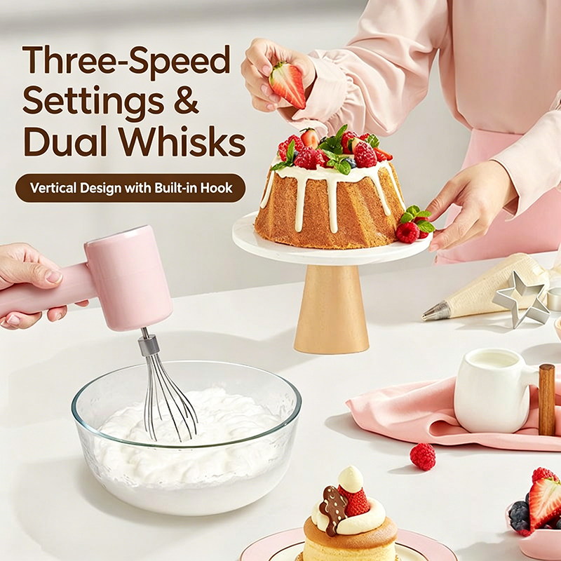 USB Rechargeable Electric Hand Mixer, Portable Egg Beater for Baking with 12 Wire Whisks, Cordless Cake Batter Mixer, UK Chargin