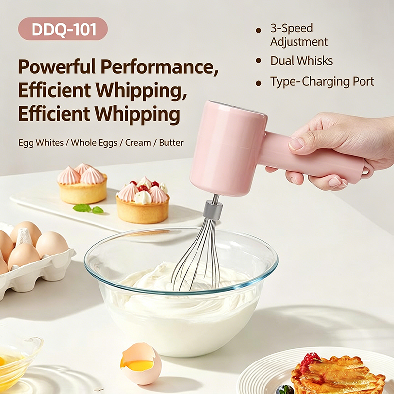 USB Rechargeable Electric Hand Mixer, Portable Egg Beater for Baking with 12 Wire Whisks, Cordless Cake Batter Mixer, UK Chargin