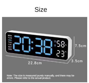 Large Digital Wall Clock Temperature and Humidity Week Display Brightness Adjustable Electronic LED Table Alarm Clock 12/24H