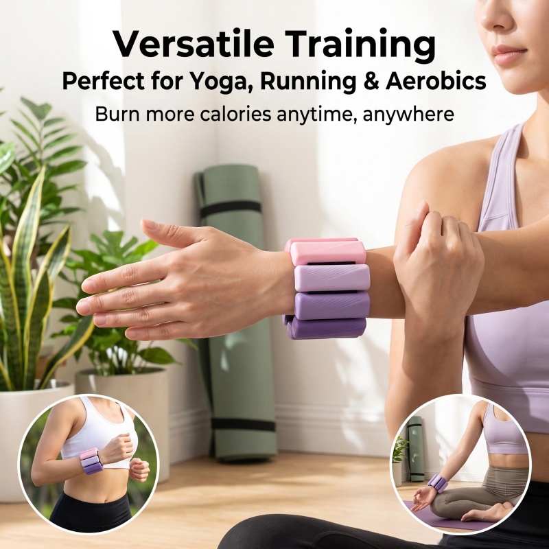 1pair Gradient Silicone Adjustable Weighted Bracelets 1LB/2LB Waterproof Wrist Ankle Weights Fitness Gear for Women Yoga Running