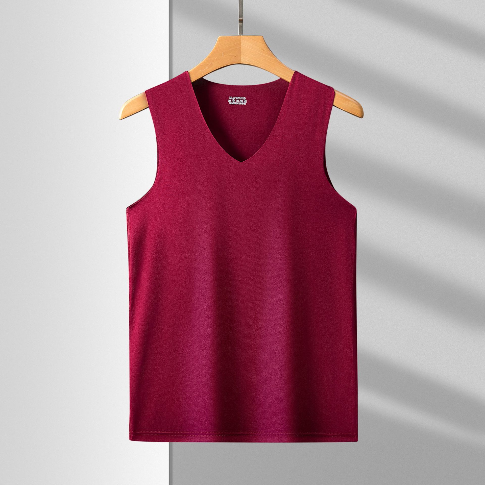 Men's Seamless Ice Silk Tank Top V-Neck Slim Fit Quick Dry Workout Sleeveless Undershirt Summer