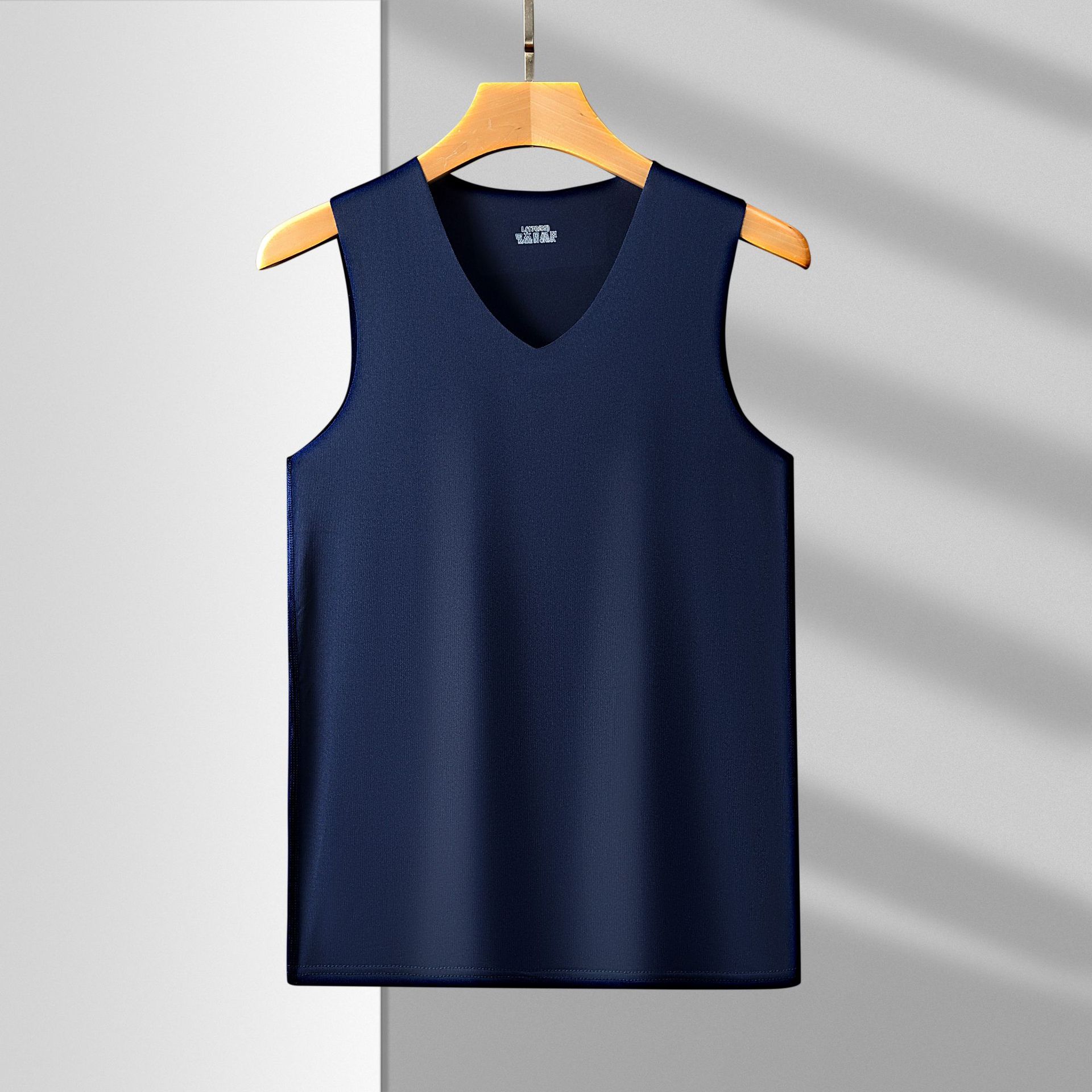 Men's Seamless Ice Silk Tank Top V-Neck Slim Fit Quick Dry Workout Sleeveless Undershirt Summer