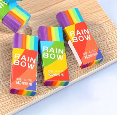20-Pack Rainbow 2B Pencil Erasers Soft PVC Material Non-Feathered for Writing Drawing - Stationery Office Study Supplies