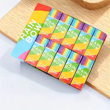 20-Pack Rainbow 2B Pencil Erasers Soft PVC Material Non-Feathered for Writing Drawing - Stationery Office Study Supplies