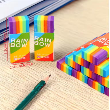 20-Pack Rainbow 2B Pencil Erasers Soft PVC Material Non-Feathered for Writing Drawing - Stationery Office Study Supplies