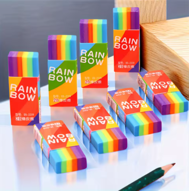 20-Pack Rainbow 2B Pencil Erasers Soft PVC Material Non-Feathered for Writing Drawing - Stationery Office Study Supplies