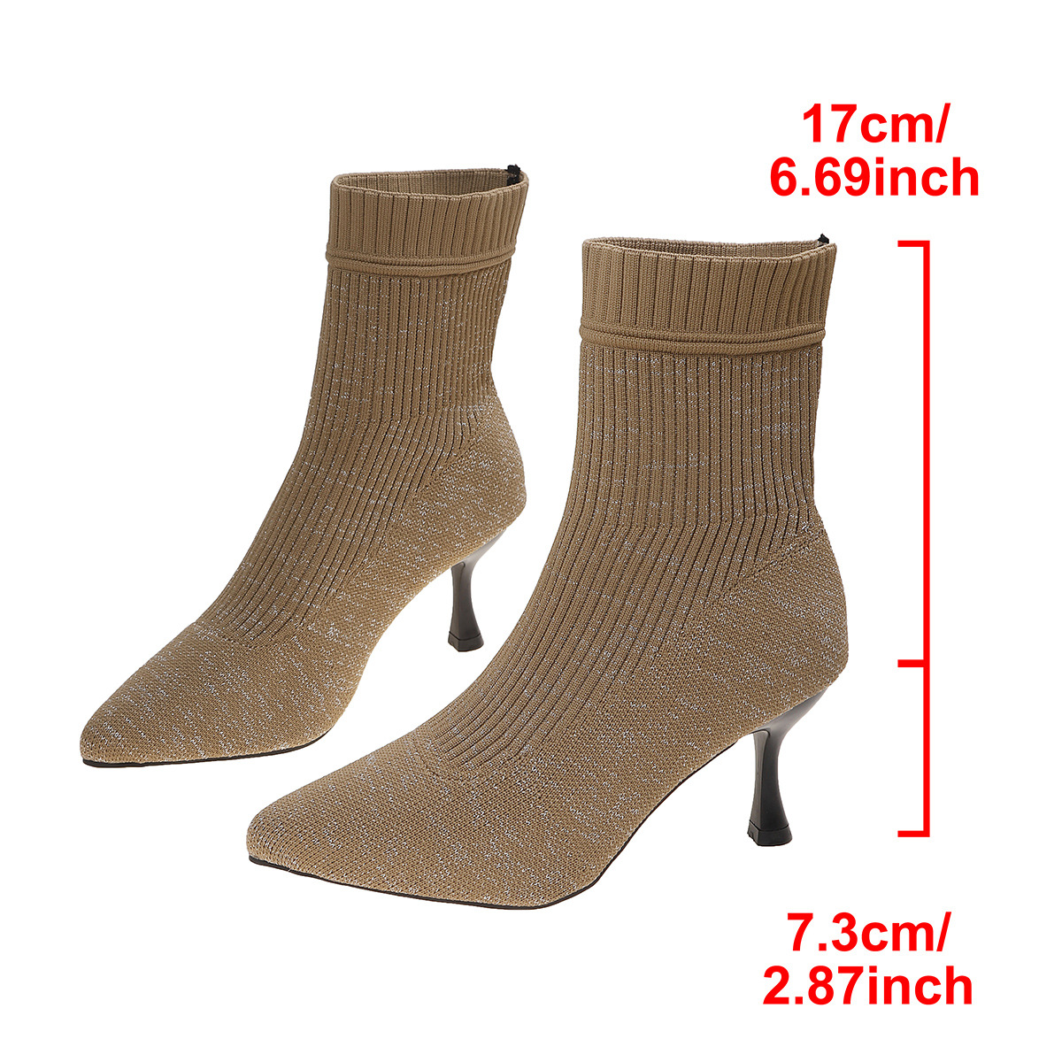 Women's New Fashion High Quality Soft Large Size Socks Ankle Mid Top Boots Stiletto Slim Slip On Heel Breathable Stretchy Pump