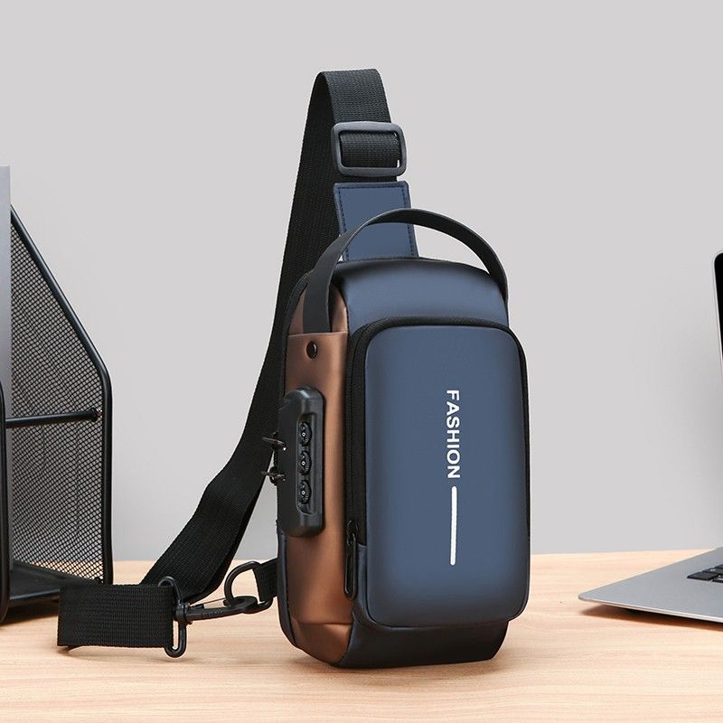 Multifunctional Combination Lock Fashion Chest Bag, Men's Portable Commuter Phone Crossbody Bag, Cool Crossbody Bag