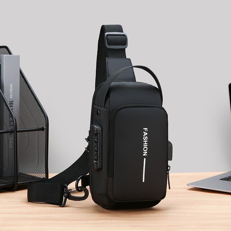 Multifunctional Combination Lock Fashion Chest Bag, Men's Portable Commuter Phone Crossbody Bag, Cool Crossbody Bag