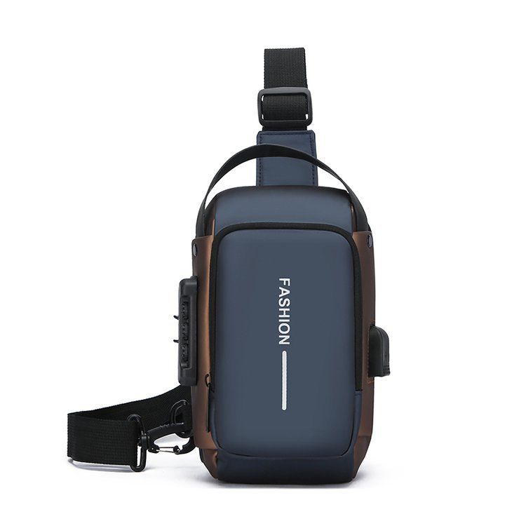 Multifunctional Combination Lock Fashion Chest Bag, Men's Portable Commuter Phone Crossbody Bag, Cool Crossbody Bag