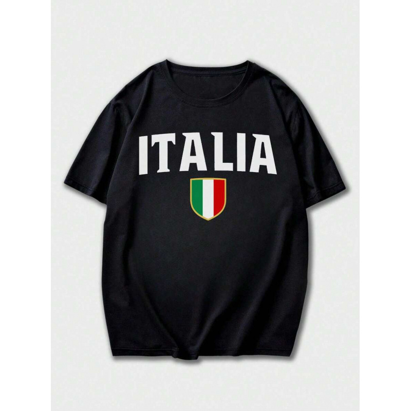 European Size Pure Cotton Men's Printed Short Sleeve T-Shirt, Casual Crew Neck Summer Tee with Soft Fabric
