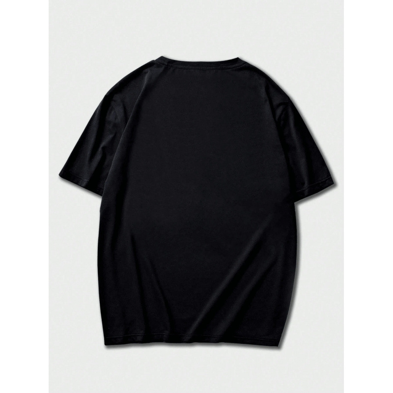 European Size Pure Cotton Men's Printed Short Sleeve T-Shirt, Casual Crew Neck Summer Tee with Soft Fabric
