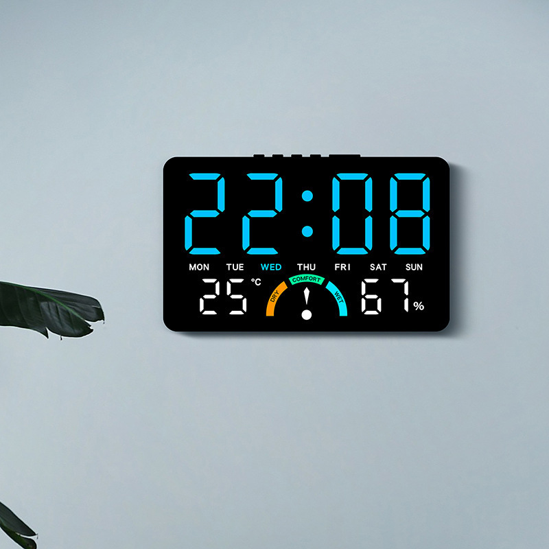 New Wall-mounted Electronic Wall Clock Temperature Date Digital LED Clocks Voice Control DST Display Table Clock for Bedroom