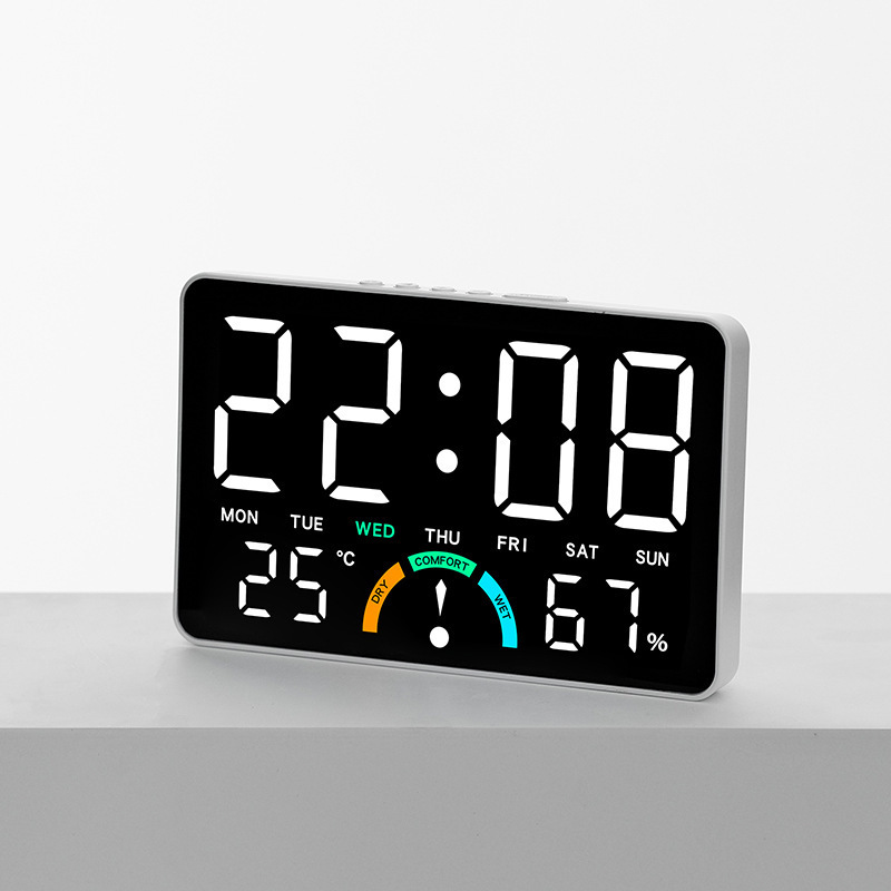 New Wall-mounted Electronic Wall Clock Temperature Date Digital LED Clocks Voice Control DST Display Table Clock for Bedroom