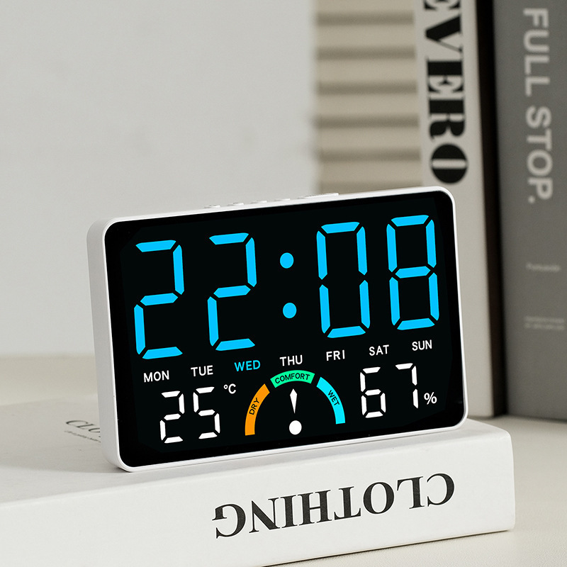 New Wall-mounted Electronic Wall Clock Temperature Date Digital LED Clocks Voice Control DST Display Table Clock for Bedroom